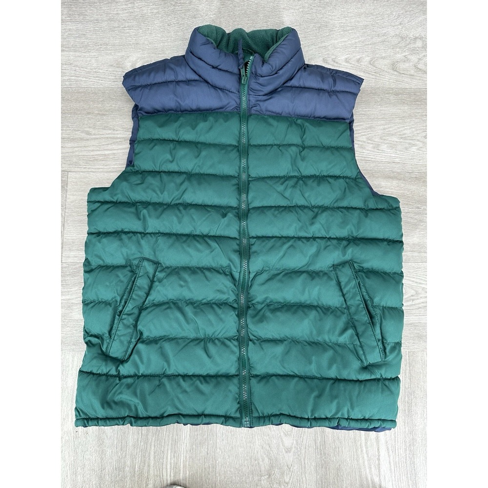 Lot of 2 Old Navy Puffer Vest Men's Medium Green Blue Burgundy Full Zip - Picture 2 of 8